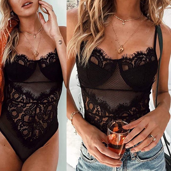 ✦NWT Black Mesh Top / Bodysuit✦ - Picture 5 of 8
